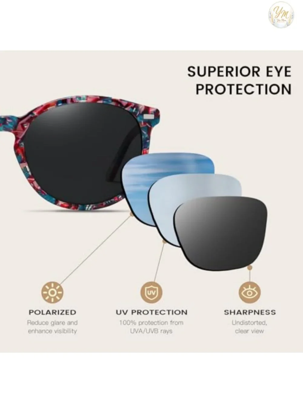 Polarized Sunglasses for Women UV Protection Handcrafted Acetate Shatterproof